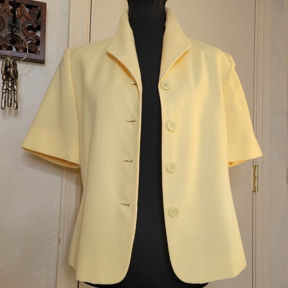 VTG Pendleton Women's Short Sleeve Linen Blend Canary Yellow Blazer Jacket✨️8 - Picture 4 of 11